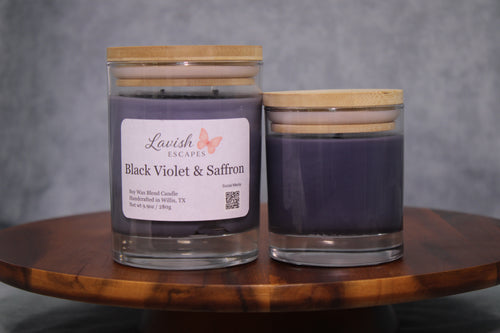 Black Violet & Saffron Candle | Reusable Bar Glass, Bold Floral Fragrance