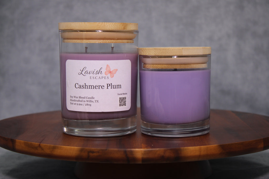 Cashmere Plum Candle | Reusable Bar Glass, Plum Black Cherry Amber