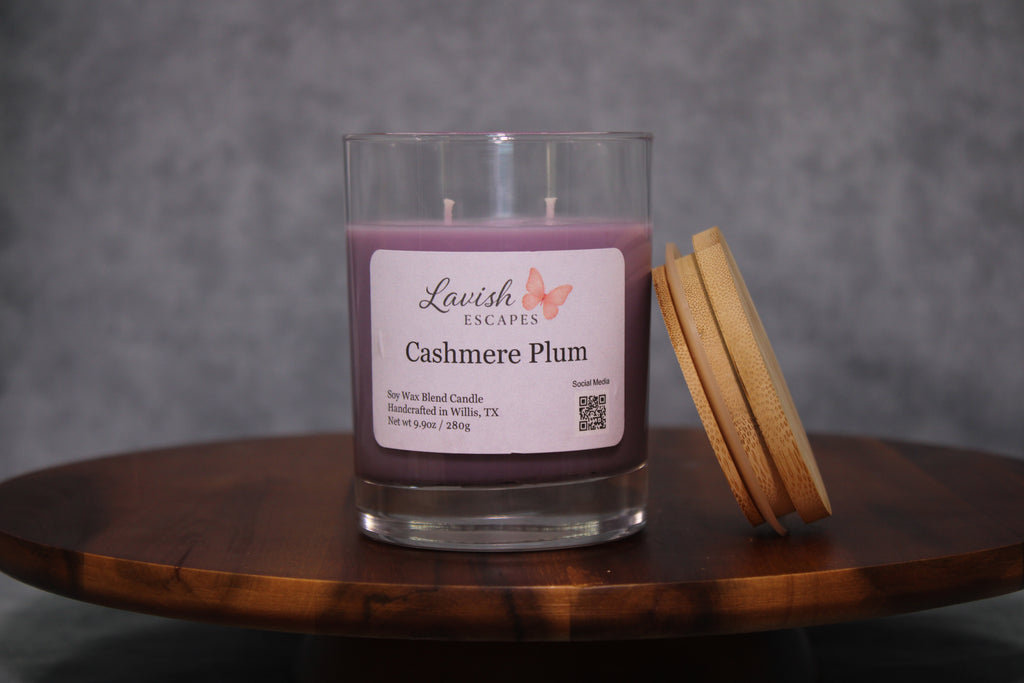 Cashmere Plum Candle | Reusable Bar Glass, Plum Black Cherry Amber