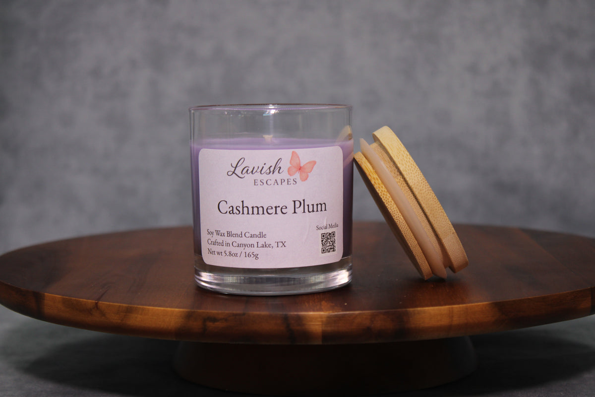 Cashmere Plum Candle | Reusable Bar Glass, Plum Black Cherry Amber