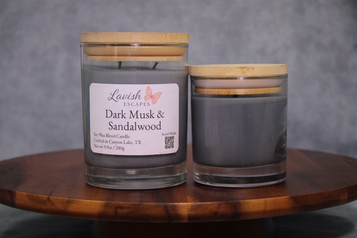 Dark Musk & Sandalwood Candle: Coconut Apricot Wax, Black Sea Inspired