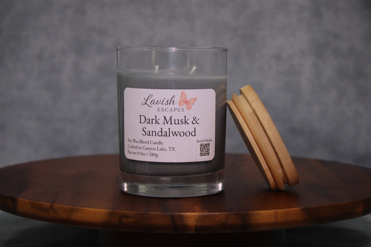 Dark Musk & Sandalwood Candle: Coconut Apricot Wax, Black Sea Inspired