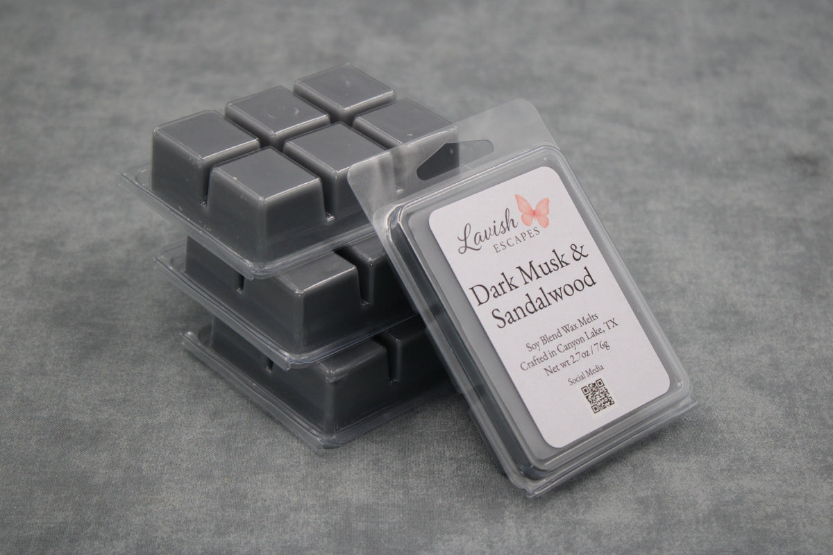 Dark Musk & Sandalwood Wax Melts | Ocean-Inspired Soy Blend, Strong Masculine Scent