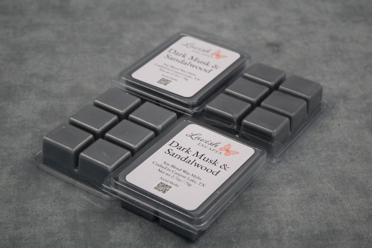 Dark Musk & Sandalwood Wax Melts | Ocean-Inspired Soy Blend, Strong Masculine Scent