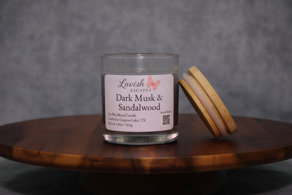 Dark Musk & Sandalwood Candle: Coconut Apricot Wax, Black Sea Inspired