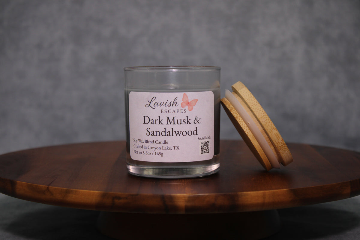 Dark Musk & Sandalwood Candle: Coconut Apricot Wax, Black Sea Inspired