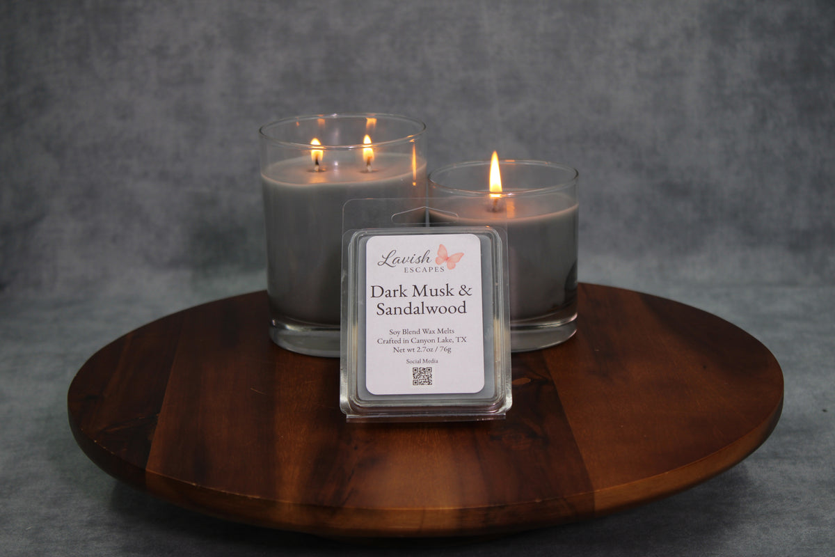Dark Musk & Sandalwood Candle: Coconut Apricot Wax, Black Sea Inspired