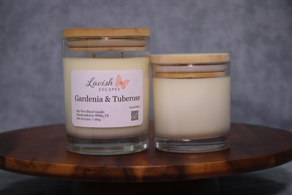 Gardenia & Tuberose Candle | Reusable Bar Glass, Elegant Floral Fragrance