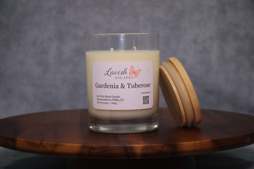 Gardenia & Tuberose Candle | Reusable Bar Glass, Elegant Floral Fragrance
