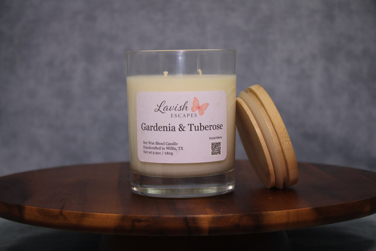 Gardenia & Tuberose Candle | Reusable Bar Glass, Elegant Floral Fragrance