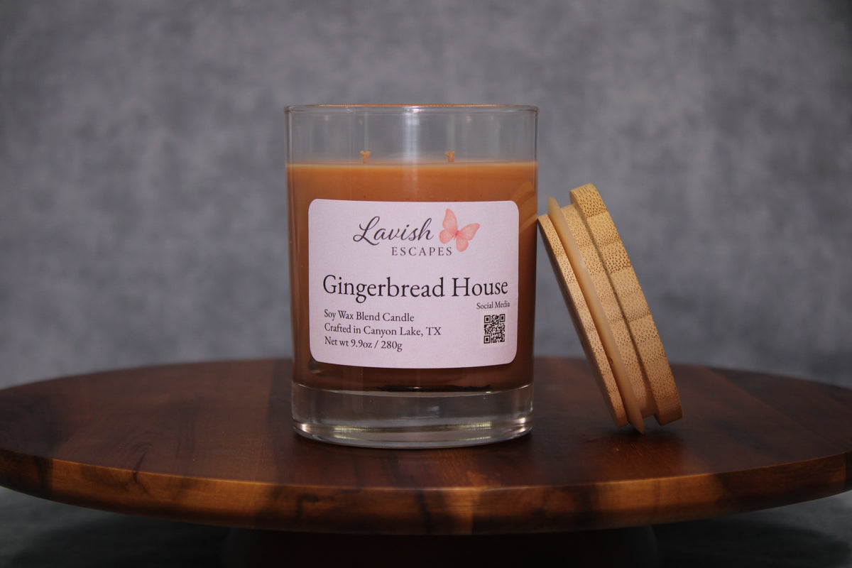 Gingerbread House Candle | Reusable Glass Jar, Warm Spice Fragrance, Hand-Poured Holiday Candle | Christmas Gift