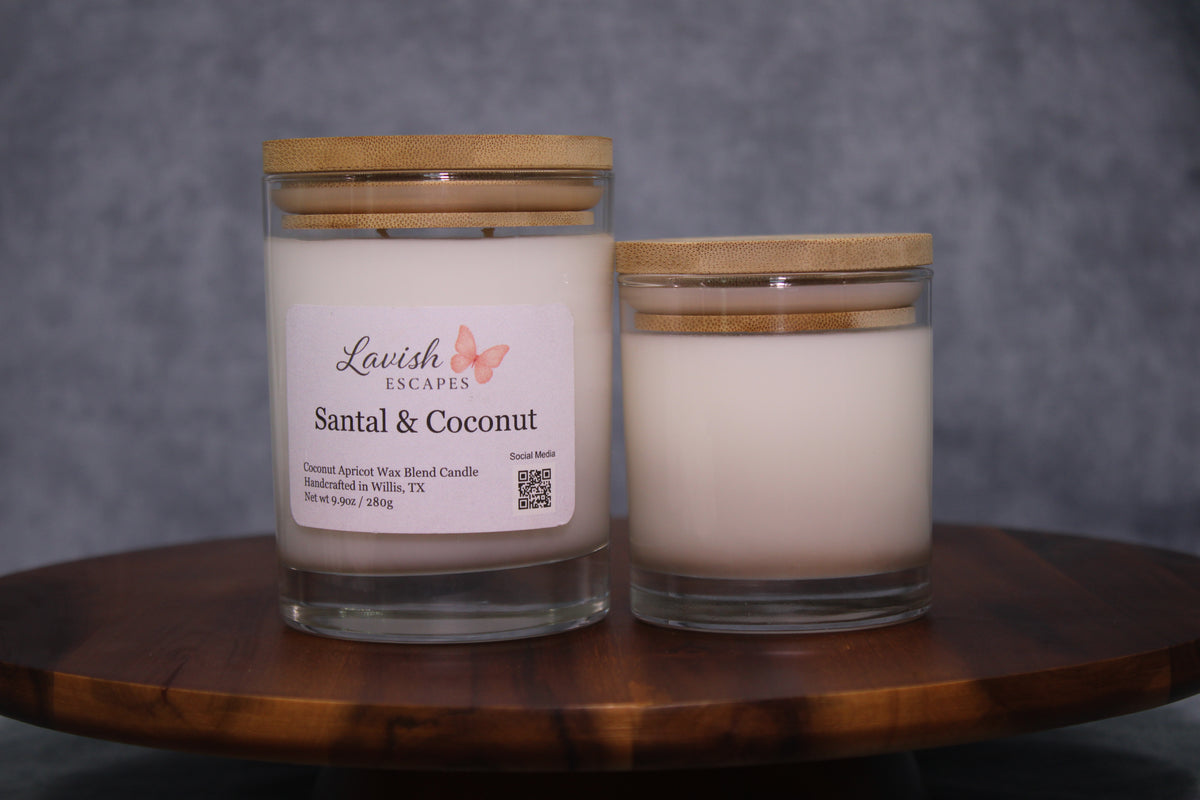 Santal & Coconut Luxury Candle | Handcrafted by Lavish Escapes