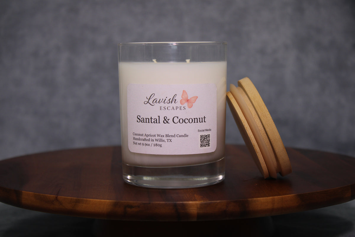 Santal & Coconut Luxury Candle | Handcrafted by Lavish Escapes