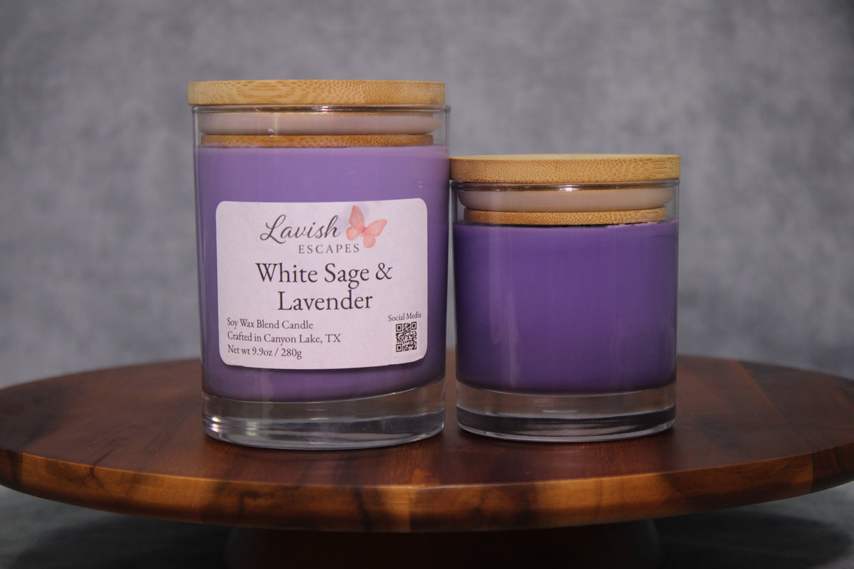White Sage & Lavender Candle | Herbal Floral | Hand-Poured TX