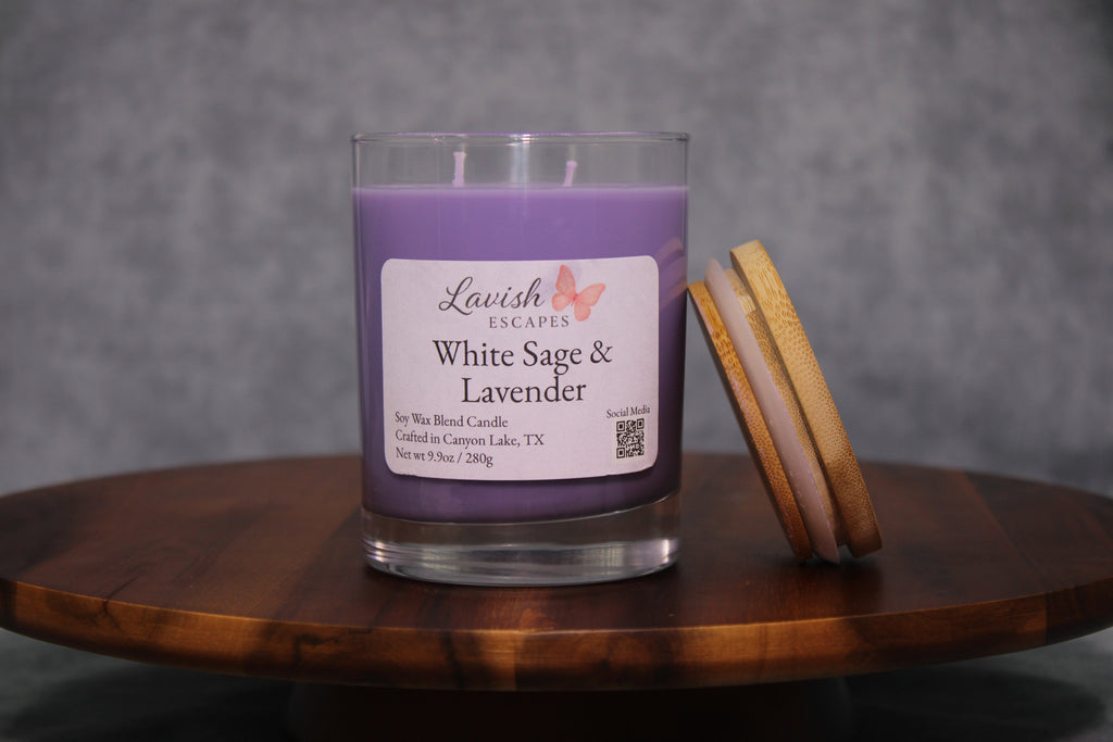 White Sage & Lavender Candle | Herbal Floral | Hand-Poured TX