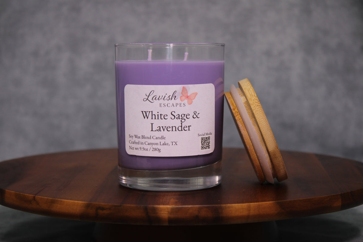 White Sage & Lavender Candle | Herbal Floral | Hand-Poured TX