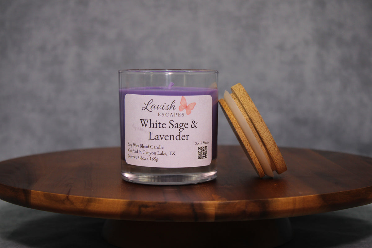 White Sage & Lavender Candle | Herbal Floral | Hand-Poured TX