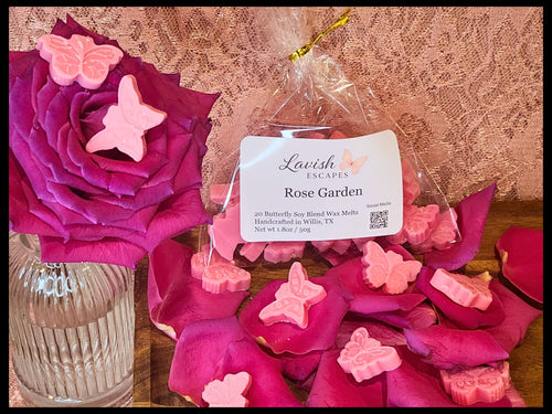 Butterfly Wax Melts | Rose Garden | Soy-Based | Authentic Rose Scent | Set of 20 | Lavish Escapes