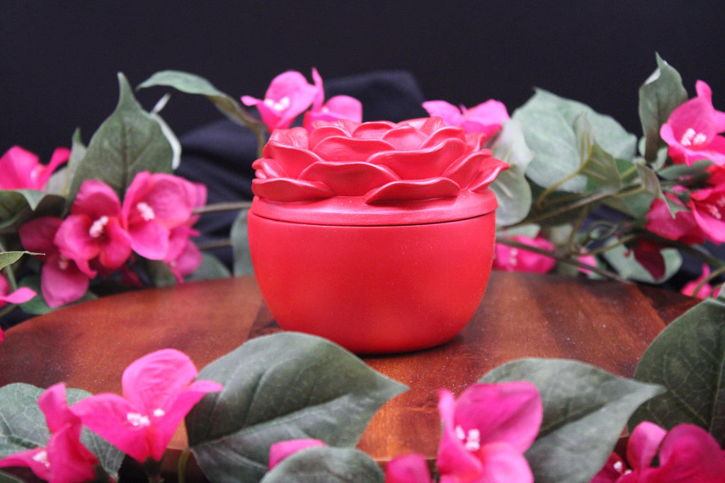 The Endless Bloom | Hand-Painted Concrete Rose Candle, Luxury Home Decor