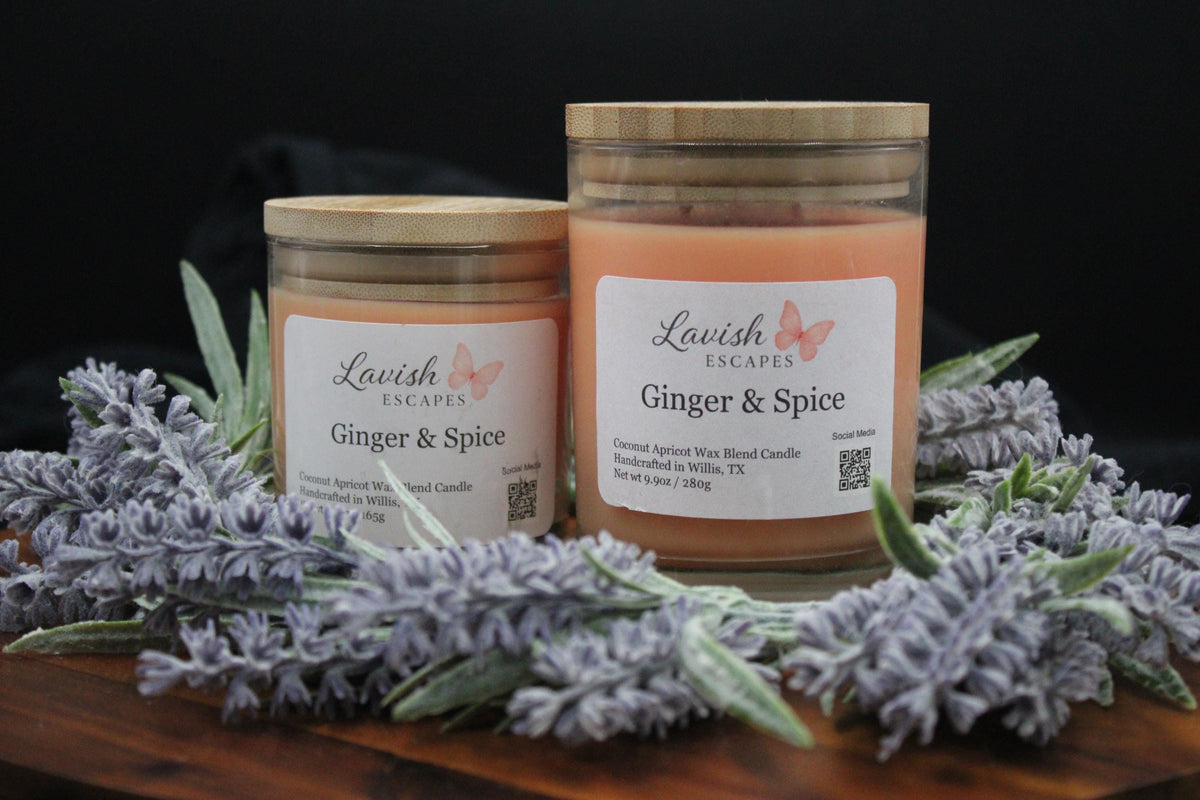 Ginger & Spice Luxury Coconut Apricot Wax Candle | Warm, Cozy, and Comforting Autumn Scent