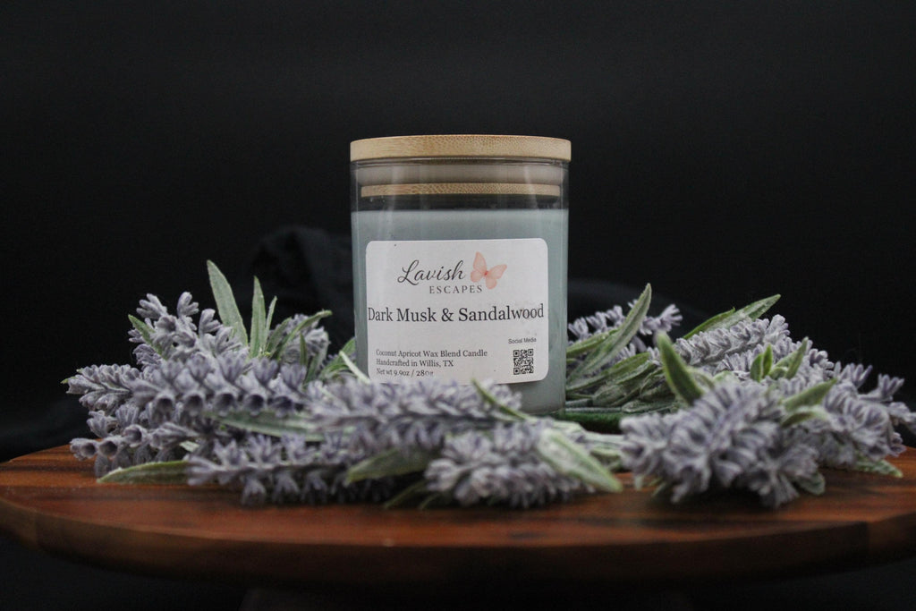 Dark Musk & Sandalwood Candle: Coconut Apricot Wax, Black Sea Inspired