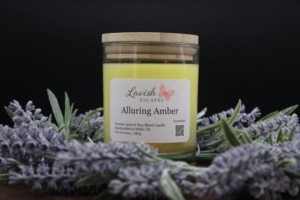 Alluring Amber Candle | Reusable Bar Glass, Warm Vanilla Amber Fragrance
