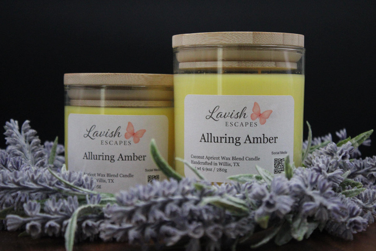 Alluring Amber Candle | Reusable Bar Glass, Warm Vanilla Amber Fragrance