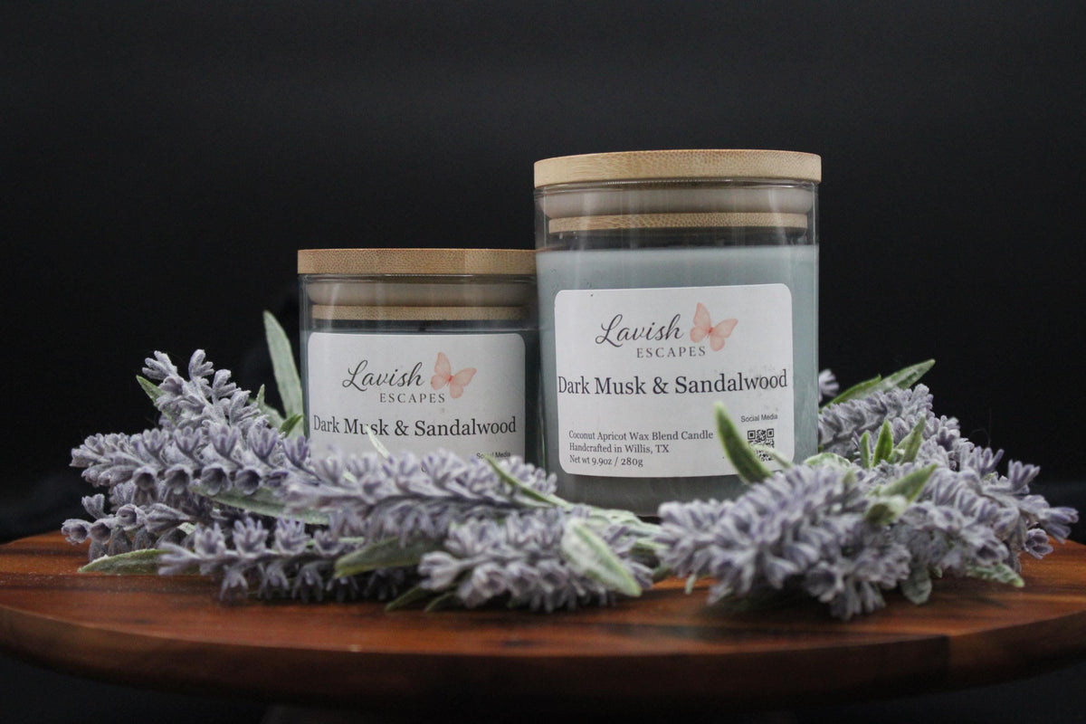 Dark Musk & Sandalwood Candle: Coconut Apricot Wax, Black Sea Inspired