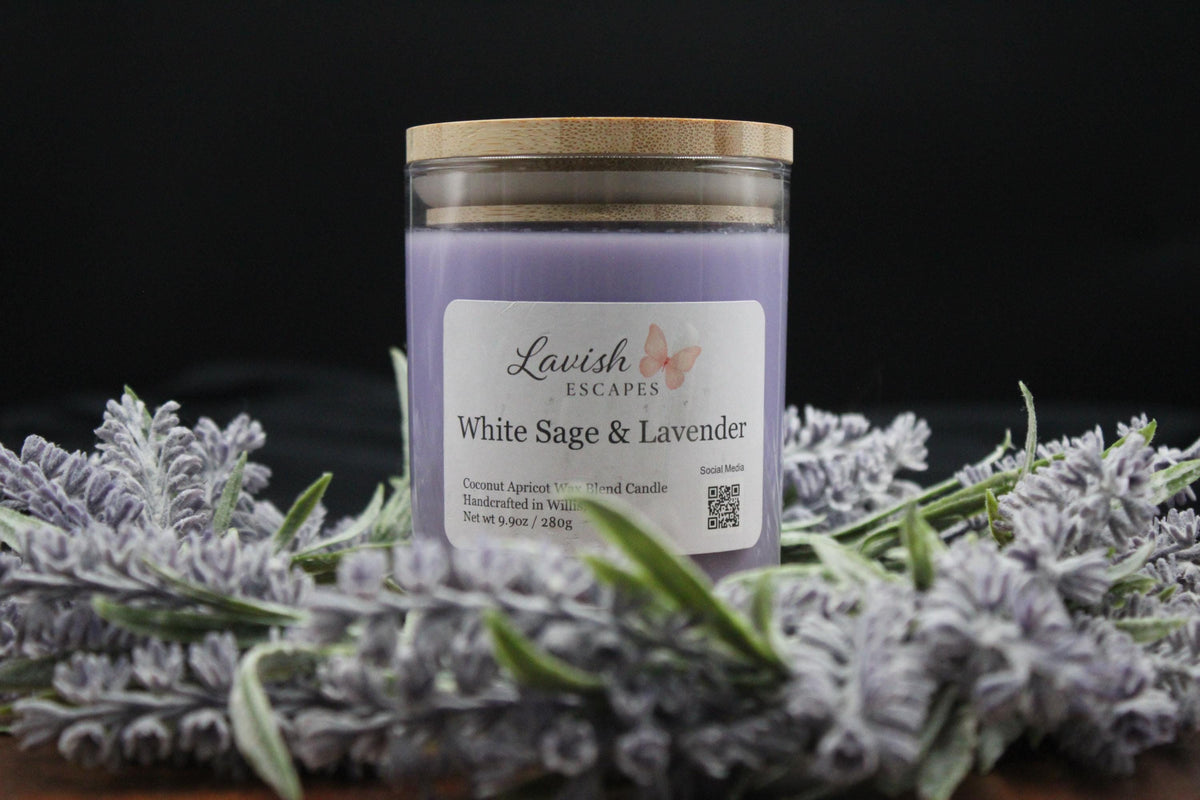 White Sage & Lavender Candle | Herbal Floral | Hand-Poured TX
