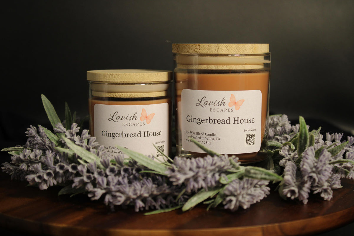 Gingerbread House Candle | Reusable Glass Jar, Warm Spice Fragrance, Hand-Poured Holiday Candle | Christmas Gift
