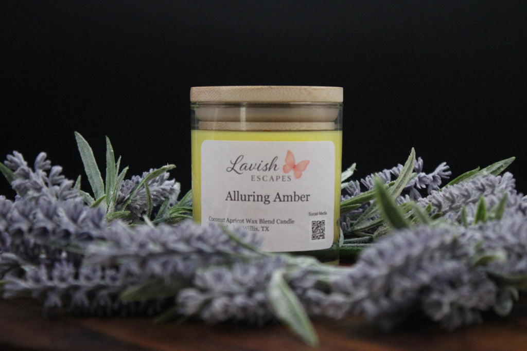 Alluring Amber Candle | Reusable Bar Glass, Warm Vanilla Amber Fragrance