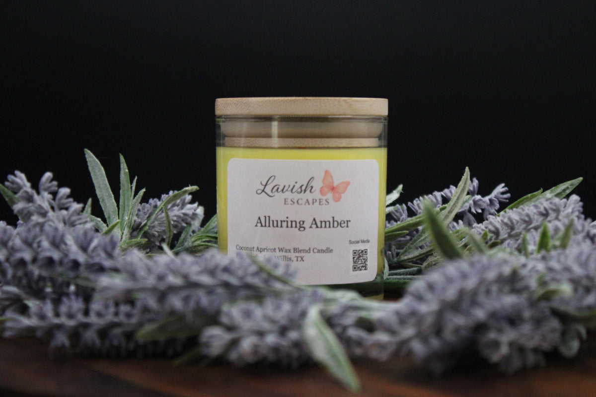 Alluring Amber Candle | Reusable Bar Glass, Warm Vanilla Amber Fragrance