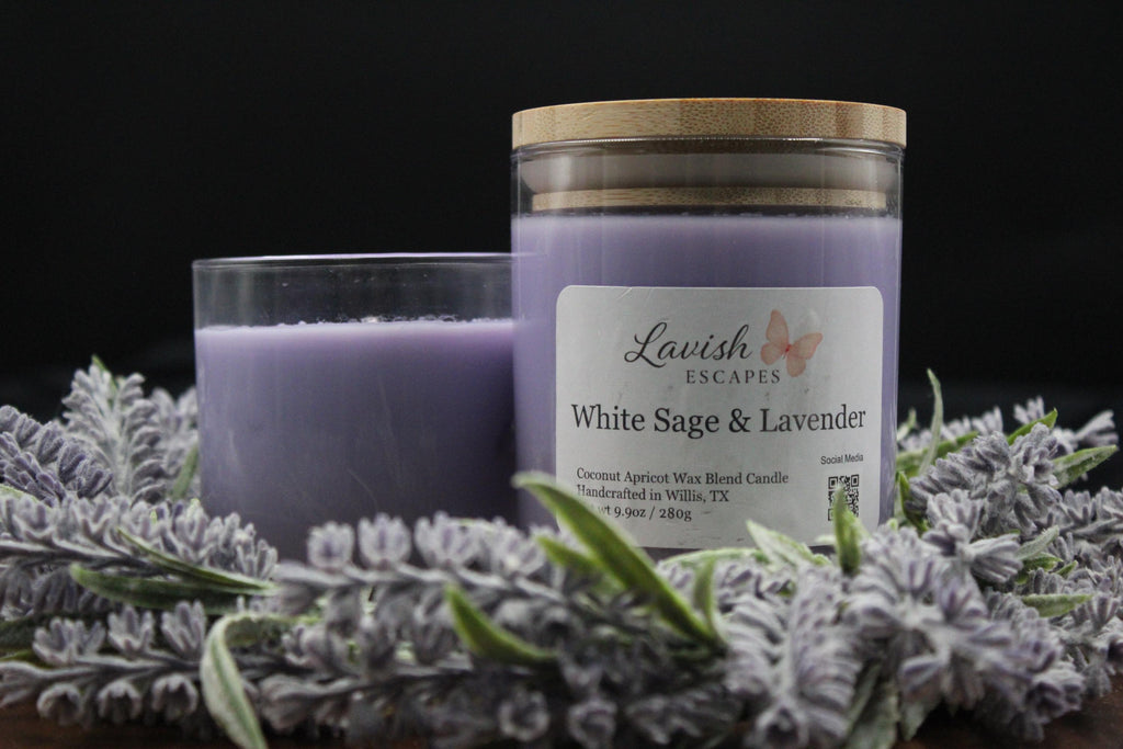 White Sage & Lavender Candle | Herbal Floral | Hand-Poured TX