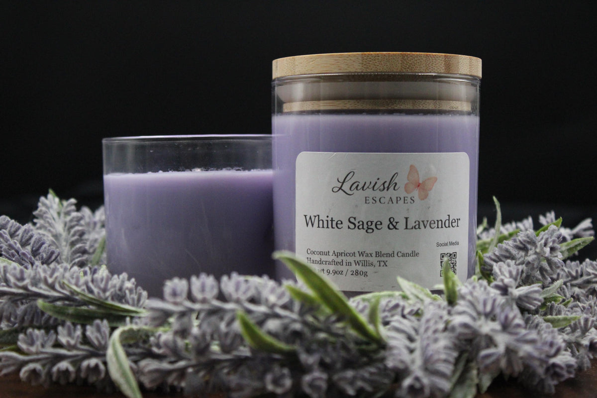 White Sage & Lavender Candle | Herbal Floral | Hand-Poured TX